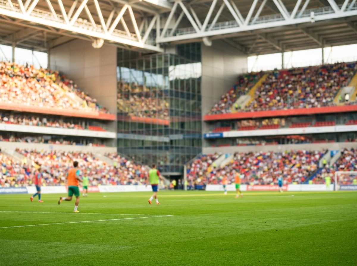 Stade de football lumineux en journée