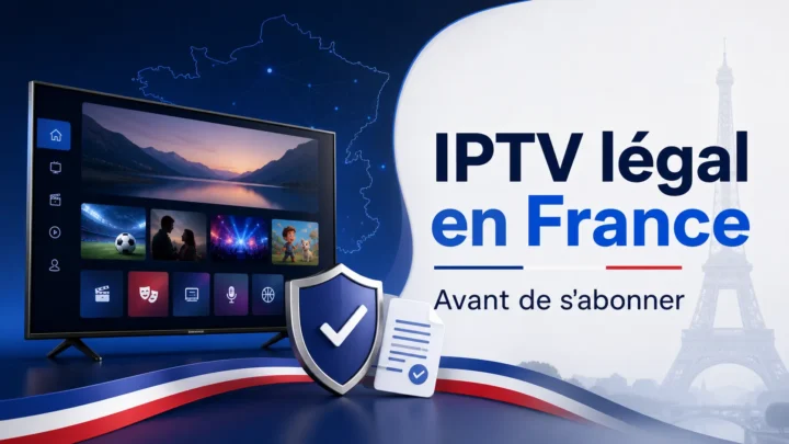 Salon français avec une Smart TV et un boîtier de streaming, illustration de l'IPTV légale en France